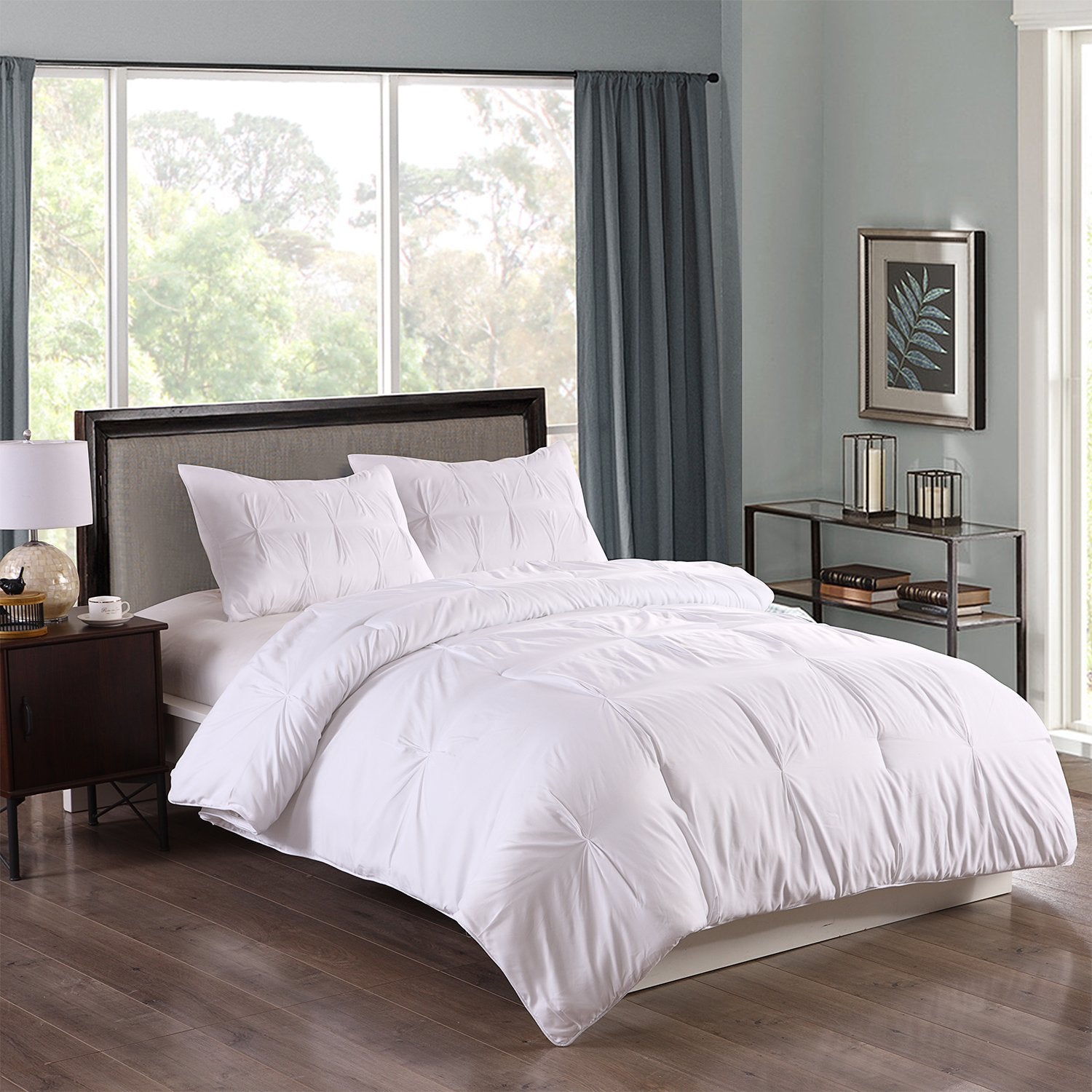Lotus Home Water and Stain Resistant Pintuck Comforter Set